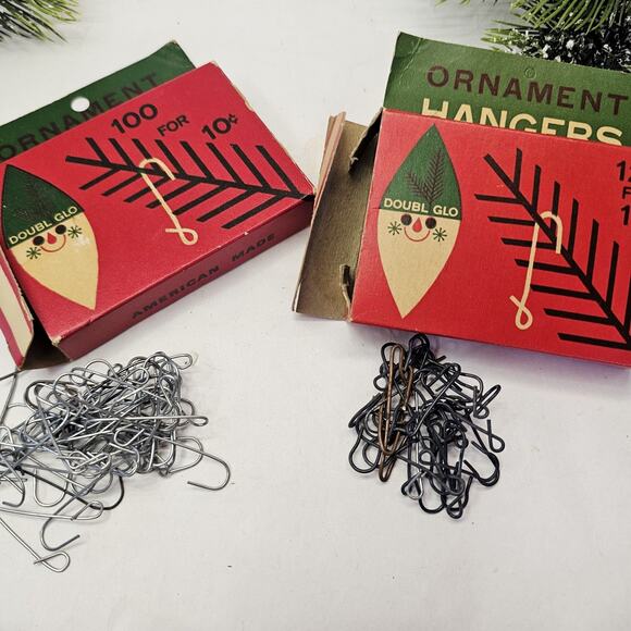 2 Vintage 1959 Doubl Glo Christmas Tree Ornament Hangers Hooks Original Boxes - Picture 8 of 12